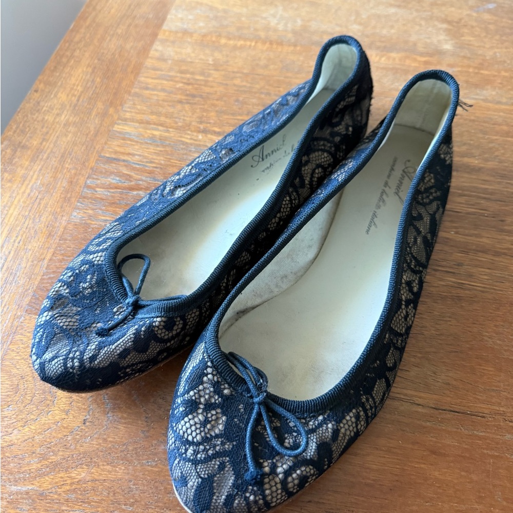 Anniel Black Lace Ballet Flats